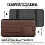 Car Sun Visor Storage Bag, Soft Leather Surface Organizer, Scratch-Resistant Auto Sunshade Organizer Bag, Can Store ID Card, Eyeglasses, Pen, Driving License etc (Brown)