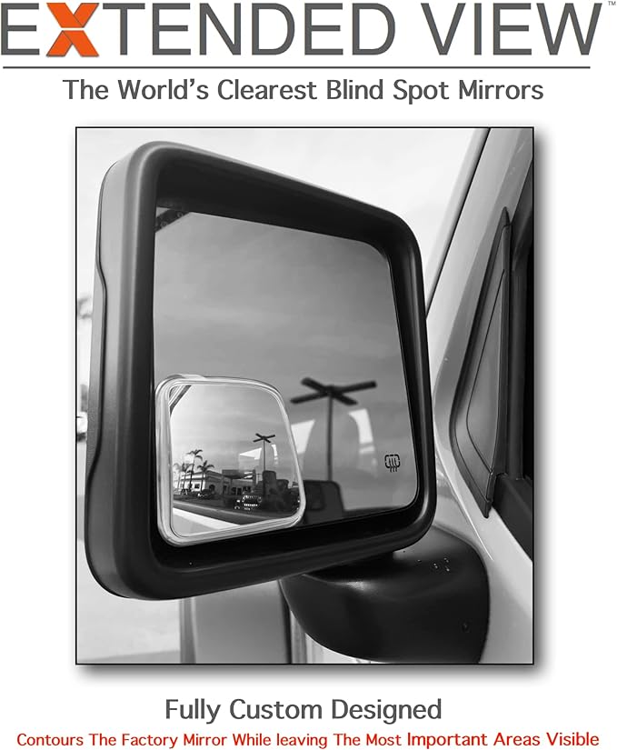 Custom Blind Spot Mirrors- Compatible with 2020-Present Jeep Gladiator | blind spot mirrors compatible with Jeep Gladiator JT| NXTGEN Extended View Blind Spot Mirrors - 2 Piece Set (Left & Right)