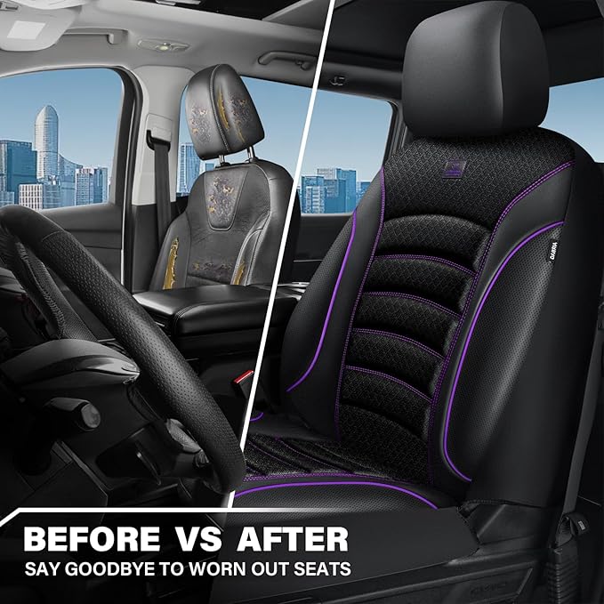 CAR PASS Comfortable 3D Foam Mesh Leather Car Seat Covers Front, Air Cool Mesh Breathable Front Seat Covers for Car, Universa