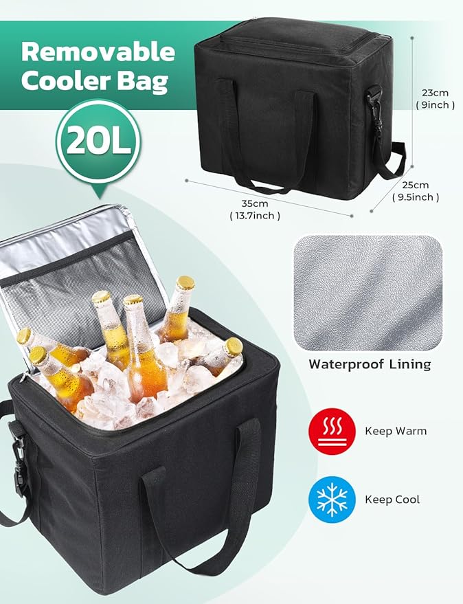 Oasser Trunk Organizer with Cooler Bag 95L, Bearing 110lb No Deformation, Collapsible with Multi Compartments, Removable