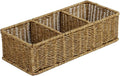 Waterproof Wicker Basket With 3 Compartments, Hand Woven Bathroom Counter Organizer, Small Storage Basket for Toilet Paper St