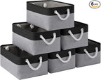 Storage Baskets for Shelves 13.8x9.8x6.7 Inch, Foldable Fabric Storage Bins with Handles, Small Storage Baskets for Organizin