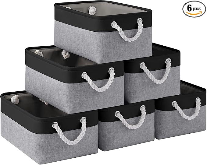 Storage Baskets for Shelves 13.8x9.8x6.7 Inch, Foldable Fabric Storage Bins with Handles, Small Storage Baskets for Organizin