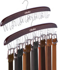 Belt Hanger Organizer for Closet: Ohuhu 2 Pack 12 Hooks Max 36 Belts Tie Rack Wooden Belt Holder for Storage 360 Degree Rotat