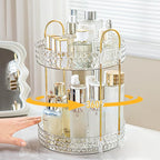 Rotating Makeup Organizer for Vanity, 2 Tier Perfume Skincare Storage for Women, Bathroom Counter Organizer, 360 Spinning Cos