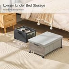 Under Bed Storage with Wheels,Under Bed Drawers Heavy Duty, 2 Packs, Wooden Under Bed Storage Containers Organizer, Metal Fra