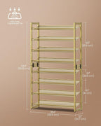 SONGMICS Shoe Rack, 8-Tier Shoe Organizer, Metal Rack for Garage, Set of 2, 4-Tier Stackable Shelf, with Adjustable Flat or A