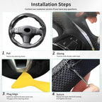 Hand Sewn Microfiber Leather Steering Wheel Cover, Stitch Steering Wheel Wrap Set for Original Tesla Model 3 2017-2023/Model Y 2020-2023 Juniper/Highland Accessories (B Carbon Fiber)