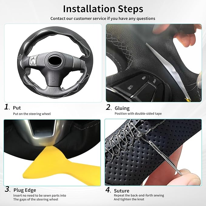 Hand Sewn Microfiber Leather Steering Wheel Cover, Stitch Steering Wheel Wrap Set for Original Tesla Model 3 2017-2023/Model Y 2020-2023 Juniper/Highland Accessories (B Carbon Fiber)