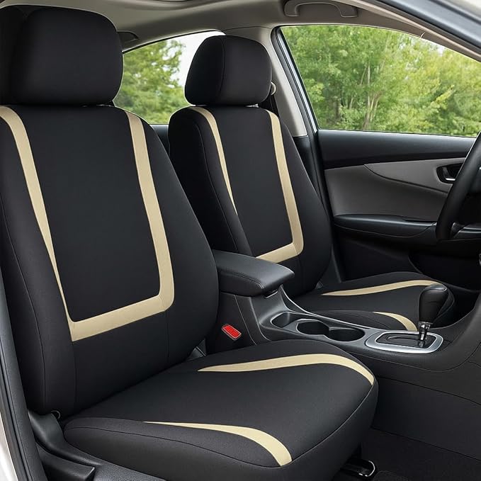 BELOMI Car Seat Covers Only, Breathable Premium Cloth Auto Seat Cover, Universal Front and Rear Seat Covers, Automotive Inter