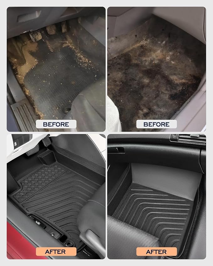 All-Weather Floor Mats for Honda Accord 2013-2017 (Only for Sedan) Custom Fit Black Rubber Car Liners, Waterproof Vehicle Accessories for Front & Rear, Heavy Duty Interior Protection