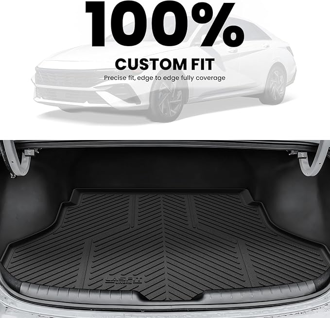 LASFIT Cargo Mat for Hyundai Elantra 2026 2025 2024 2023 2022 2021 & Elantra N 2022-2026, All Weather TPE Custom Fit Elantra & Elantra N Trunk Mat, Black