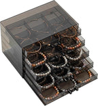 SPAKOWN Earring Organizer, Acrylic Earring Box Large 30 Compartments Jewelry Holder Organizer with 5 Drawers Stackable Earrin