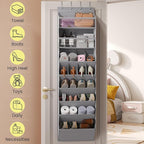 Mefirt 16-20 Pairs Over the Door Shoe Organizer, Clear Pockets Shoe Rack for Closet Door, Hanging Shoe Rack for Boots, Behind