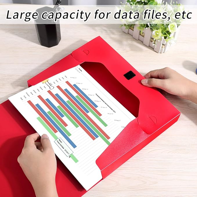 HUA JIE A4 Storage File Boxes Plastic Archives Cases with Lid, File Folder Organizer Document Filing Box for office, Letter S