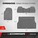 Motor Trend FlexTough Performance All Weather Rubber Car Floor Mats with Cargo Liner – Full Set Front & Rear Odorless Floor Mats for Cars Truck SUV, BPA-Free Automotive Floor Mats (Gray)