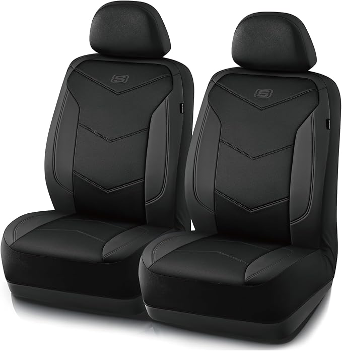 Skechers Memory Foam Seat Covers,Leather Car Seat Covers, Ultimate Comfort & Support Front Seat Covers Airbag Compatible, Aut