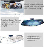 Car Rear View Mirror with Adjustable Suction Cup,Wide Angle Reduce Blind Spots 12.6inch HD Universal Panoramic Interior Rearview Mirror for Cars,SUVs,Trucks,Vehicles Blue