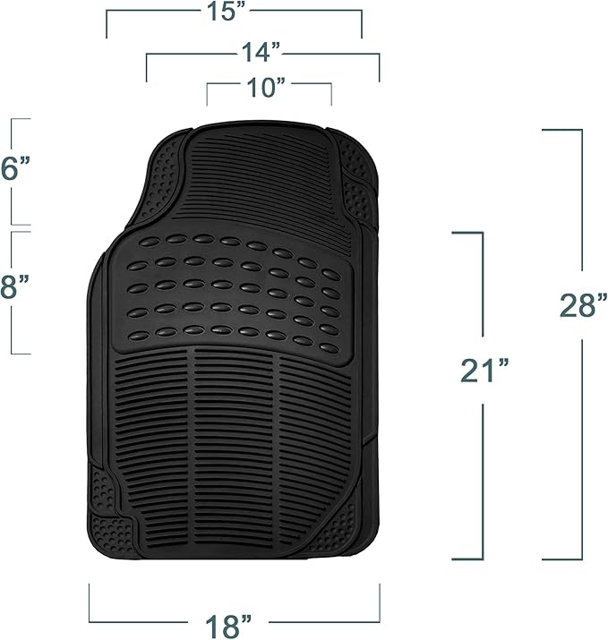 FH Group Automotive Floor Mats Climaproof for All Weather Protection Universal Fit Trimmable Heavy Duty fits Most Cars, SUVs, and Trucks, 2pc Front Set Solid Black