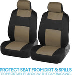 BDK PolyPro Car Seat Covers Full Set in Beige on Black – Front and Rear Split Bench Seat Covers for Cars, Easy to Install Car