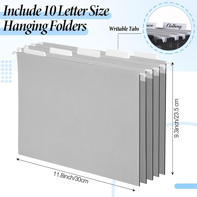 2 Pack Hanging File Holder, 10 Hanging Folders, Metal Mesh, Letter Size Folder Storage, Desktop Storage Cabinets, Office Scho