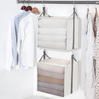STORAGE MANIAC 2-Shelf Hanging Closet Organizer, Cloth Hanging Closet Shelf, Hanging Closets Baskets with Hooks for Dorm, Apt