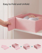 SONGMICS Drawer Organizers, Dresser Divider Organizers, Set of 12, Foldable Fabric Storage Boxes for Socks, Underwear, Bras, 
