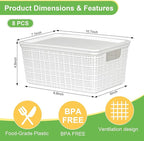 6 Pack Plastic Storage Baskets With Lids,White Breathable Stackable Storage Bins,Small Storage Containers,for Organizing Stor