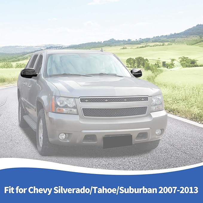 RAZPOY Rearview Mirror Cover Side Mirror Shell Trim Compatible with Chevy Silverado & Suburban & Tahoe & GMC-Yukon & GMC-Sierra & Cadillac Escalade 2007-2013, Black