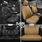 CAR PASS Faux Leather Seat Covers Full Set, Quilting Waterproof Premium Automotive Seat Cover with 5mm Composite Sponge Insid