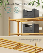 SONGMICS Bamboo Shoe Rack for Closet, Stackable Shoe Oragnizer with Modular Structure, Space-Saving Free Standing Shelf for E