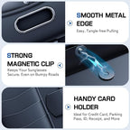Leather Car Visor Organizer with Tissue Holder, Card Holder and Sunglasses Clip