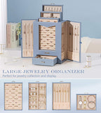 Homde Jewelry Organizer with Transparent Window Necklace Hooks Gift for Women Jewelry Box Display Case for Necklaces Rings Ea
