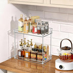 2 Tier Bathroom Counter Organizer, Clear Bathroom Counter Shelf for Vanity Countertop, Kitchen, Sink Storage, Tiered Skincare