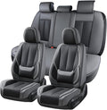 Coverado Seat Covers, Car Seat Covers Full Set, Leather Seat Covers for Cars, Car Seat Protector, Gray Car Seat Covers Front 