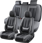 Coverado Seat Covers, Car Seat Covers Full Set, Leather Seat Covers for Cars, Car Seat Protector, Gray Car Seat Covers Front 
