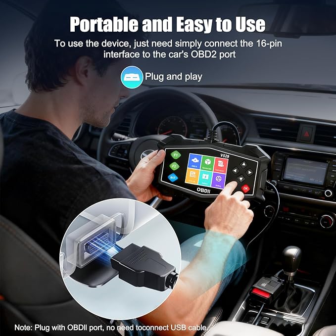 OBD2 Scanner Diagnostic Code Reader,Automotive OBD II Engine Light,Battery Tester,Mode 6, Mode 8 & I/M Readiness,OBDII Scan