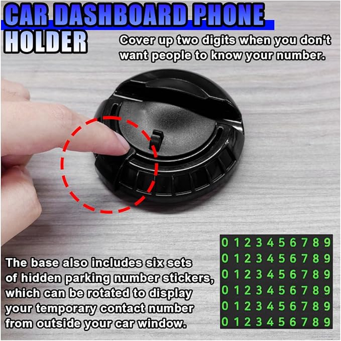 Multifunction Car Anti-Slip Mat, Rotatable Temporary Parking Number, Universal Auto Dashboard Organizer Pad Accessory for Pho