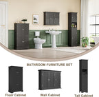 ChooChoo Bathroom Wall Cabinet with 3 Doors, Laundry Cabinet Wall Mounted, Medicine Cabinet with Adjustable Shelves, Hanging 