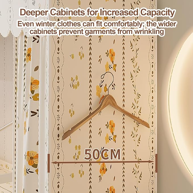 Portable Foldable Wardrobe Closet with Cover, Metal Clothing Rack with Hanging Rods, Space-Saving Coat Storage for Bedroom, 1