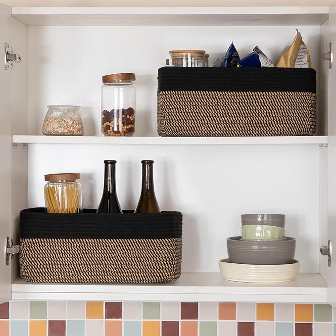 OIASKET Storage Baskets for Organizing 3 Pack, Woven Baskets for Shelves, Closet Organizer Bins Empty Gift Basket Toy Storage