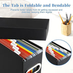 File Organizer Box with Lid & Handle, Thickened Cardboard Hanging File Folder Storage Boxes for Letter Size, Portable Filing 