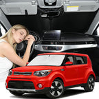 Windshield Sunshade for Kia Soul 2014-2019 Sun Shade Car Windshield Accessories Upgrade 4 Layers Blocks UV Rays Custom Fit Soul 240T Car Window Shades Front Windshield Keep Cool Foldable