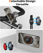 A2C Gym Fitness Phone Mount for MagSafe - 17 N54 Strong Magnets Stable and Secure Phone Mount with Adjustable Strap, 3-in-1 Mount for Gym Equipment, Stroller, Treadmill, Peloton Exercise Bikes