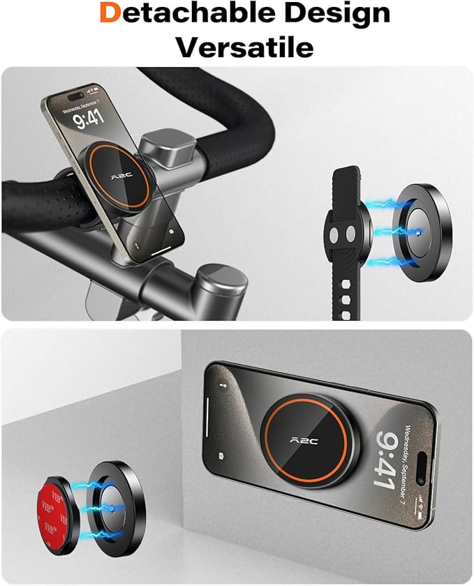 A2C Gym Fitness Phone Mount for MagSafe - 17 N54 Strong Magnets Stable and Secure Phone Mount with Adjustable Strap, 3-in-1 Mount for Gym Equipment, Stroller, Treadmill, Peloton Exercise Bikes