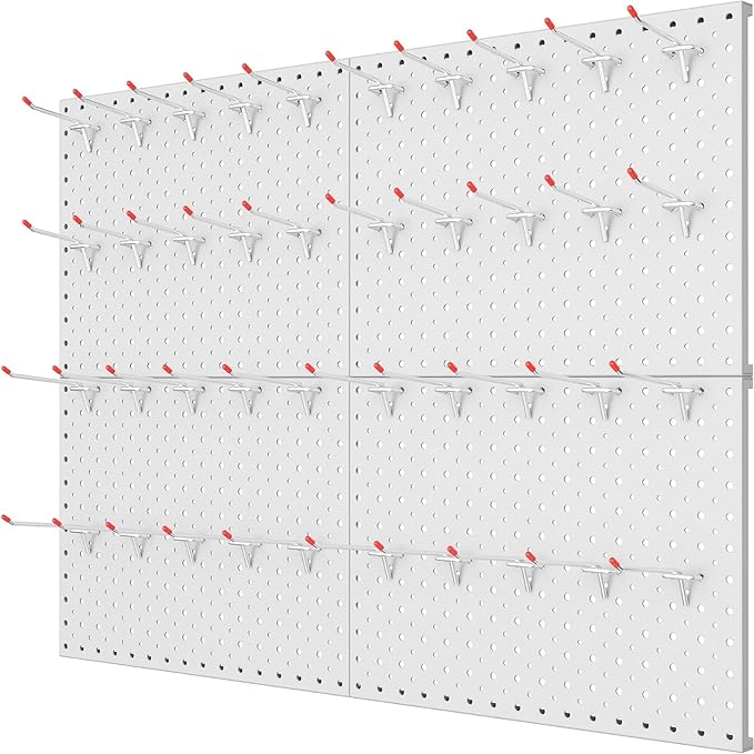 WALMANN 12 x 16 in Metal Pegboard Panels and Hooks for Garage, Tool Organizer Pegboard with Hook - Compatible with 1/8" & 1/4