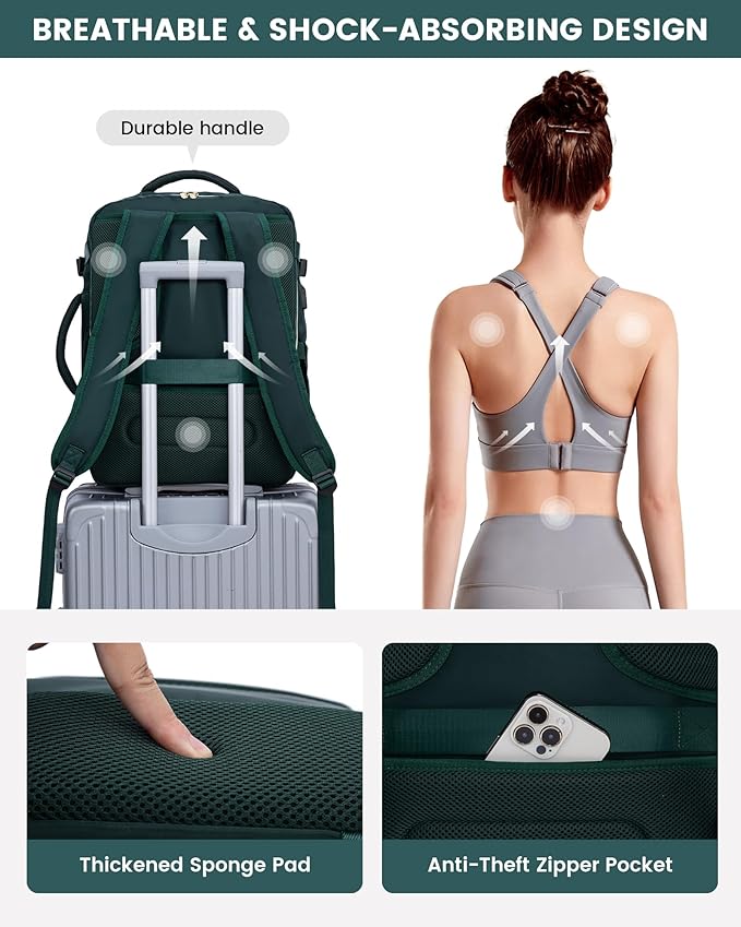 LOVEVOOK Large Travel Backpack for Women, TSA Carry on Backpack for Airplanes, 40L Personal Item Travel Bag for Women fits 17