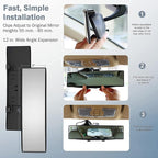 Verivue Universal Panoramic 12-Inch Rear View Mirror, Anti-Glare Wide Angle Car Mirror, Rearview Mirrors Accessory for Baby Rear-Facing, Clear Panoramic Convex Mirrors for cars