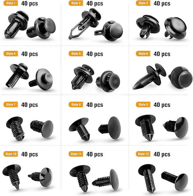 GOOACC 480PCS Bumper Retainer Clips with Fastener Remover Car Plastic Rivets Push Kit -Door Trim Panel for Toyota GM Ford Hon
