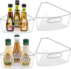 Lazy Susan Cabinet Organizer Bins for 26"/ 28"/ 32" Diameter Corner Organizer, Plastic Cabinet Storage Bin, 1/8 Wedge - Food 